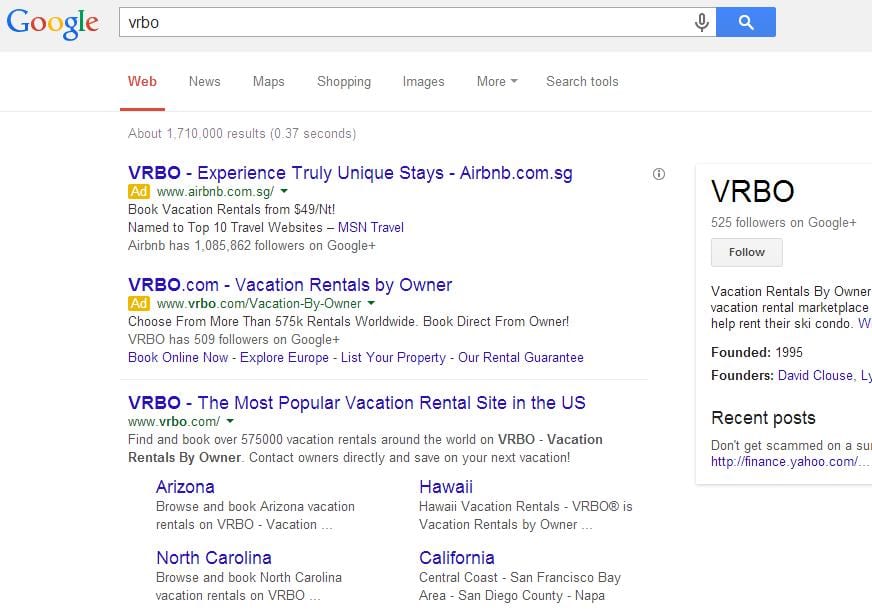 PPC for vacation rentals, timeshares and hotels