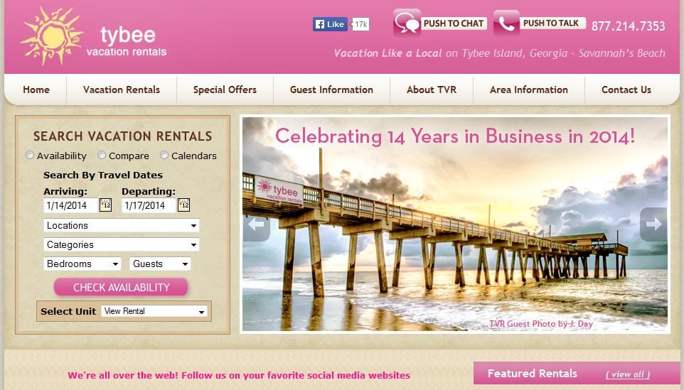Tybee Vacation Rentals Website