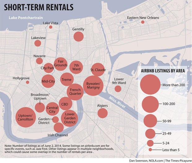 New Orleans vacation rental map