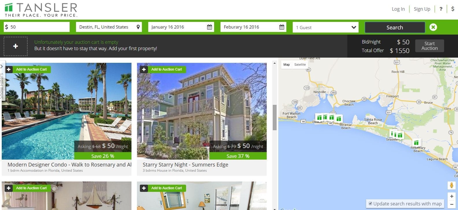 Tansler name your own price for vacation rentals