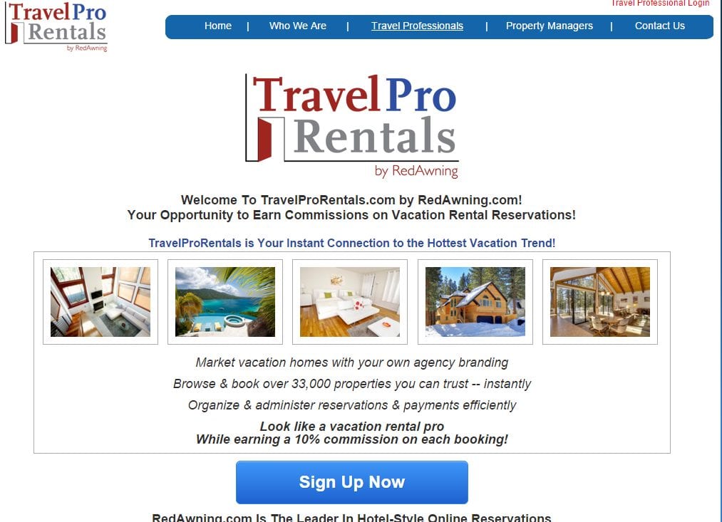TravelProRentals allows travel agents to book vacation rentals