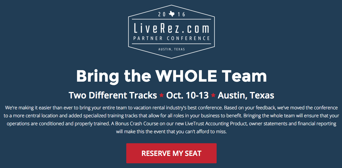 2016 LiveRez Partner Conference Kicks Off October 10 at Lost Pines Resort and Spa in Austin, TX