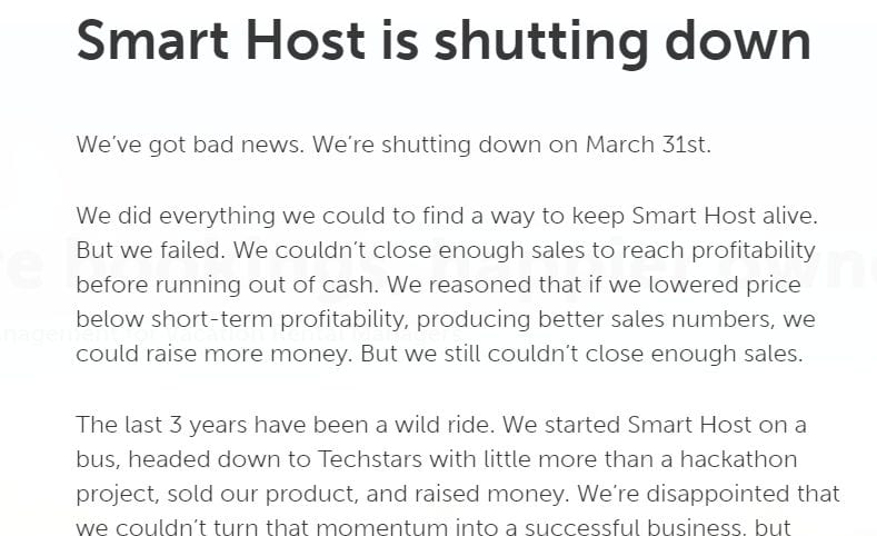 Smart Host Shuts Down