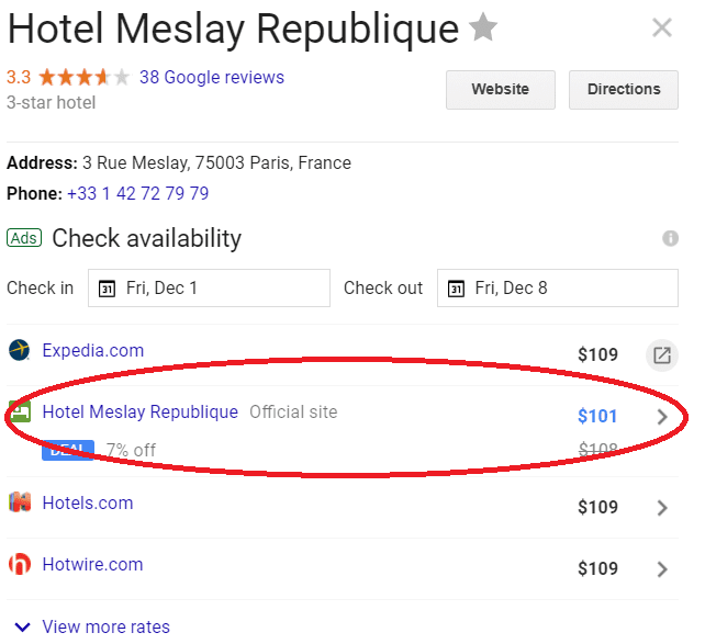 Google’s rate display can help vacation rentals