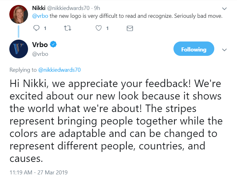 Twitter feedback on Vrbo rebrand