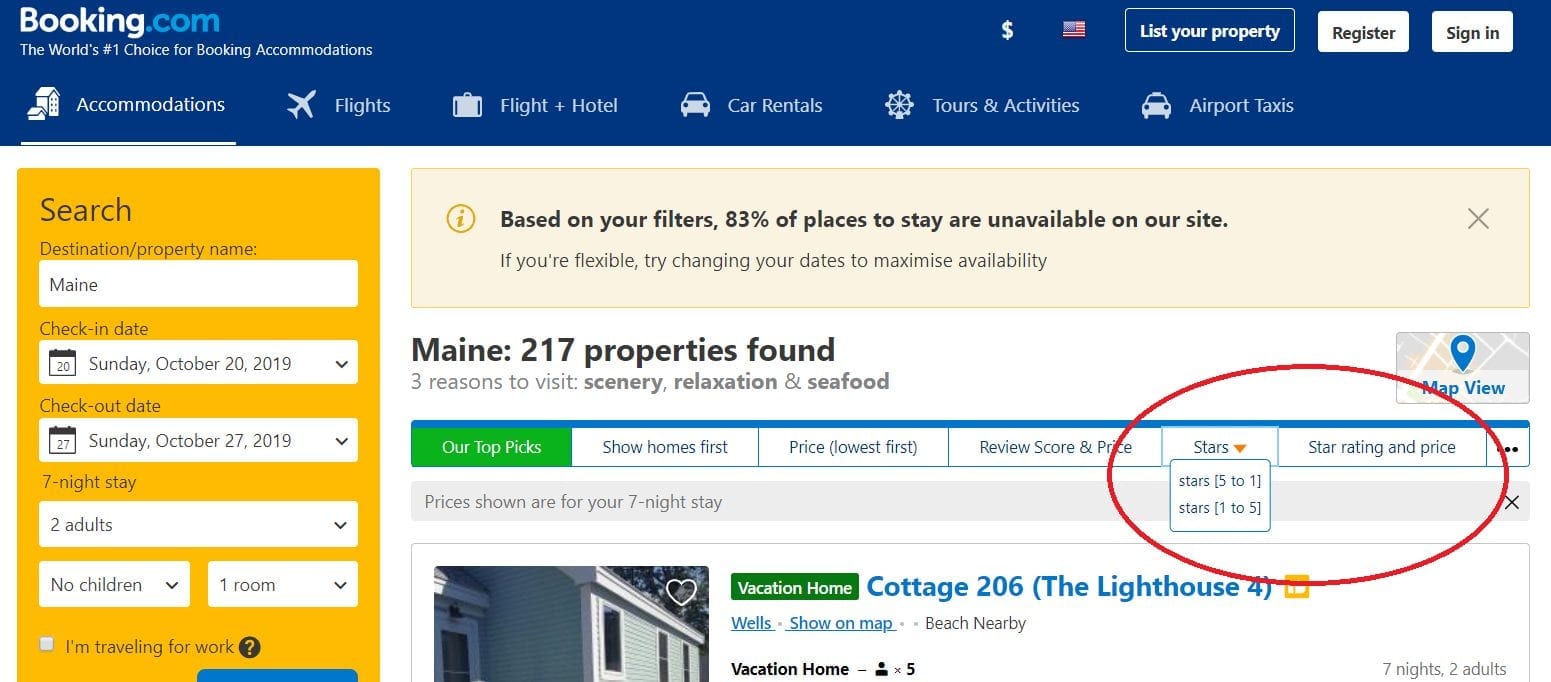Booking.com star rating roll out