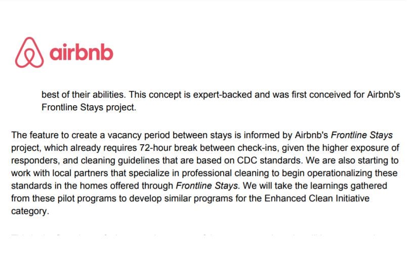 Airbnb promotes 72 hour break between stays to governments