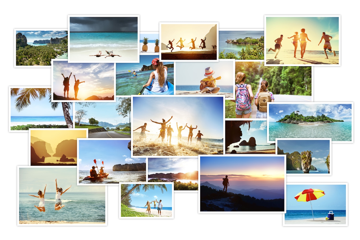 Collage,Of,Tropical,Photos,With,Landscapes,And,Peoples.,Sea,Vacations